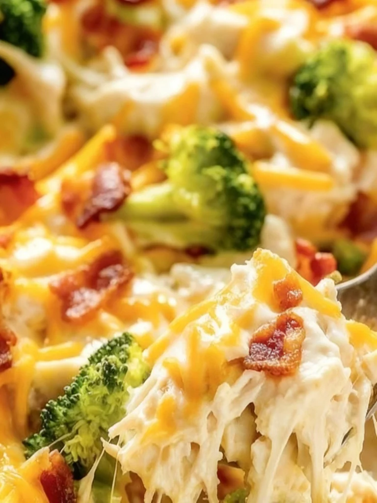 Serving of easy low carb chicken casserole in a baking dish