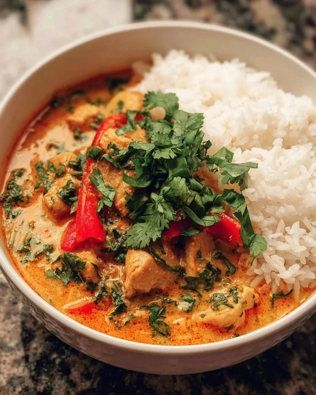 Easy Thai red curry chicken prepared in one pot for a quick meal