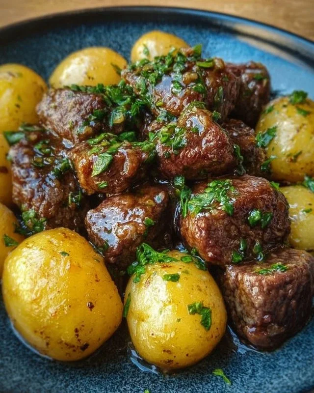 Garlic Butter Beef Bites with Potatoes