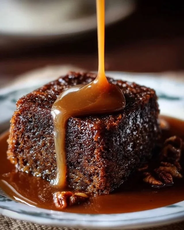 Gordon Ramsay's delicious sticky toffee pudding served on a plate