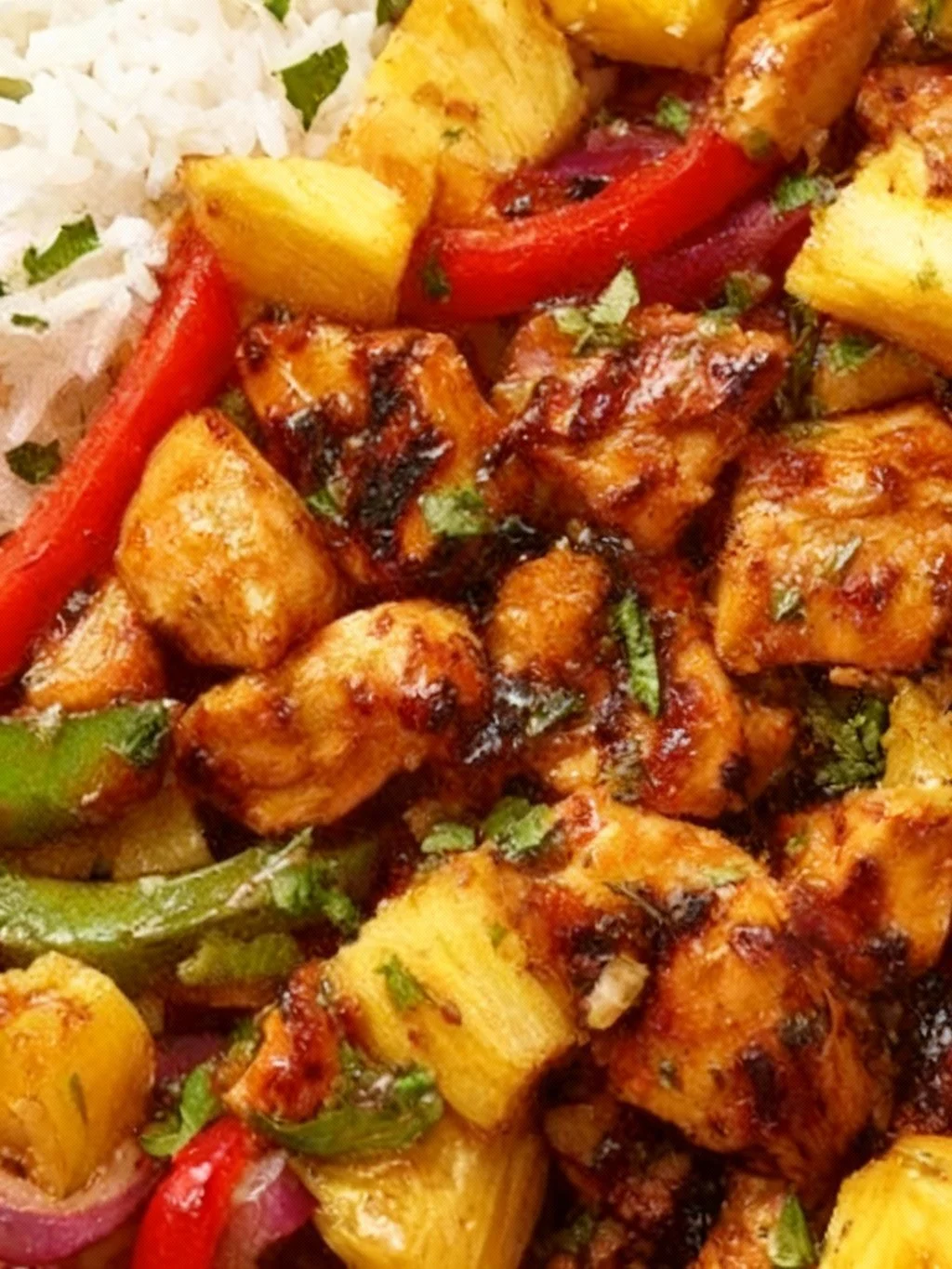 Hawaiian Chicken Sheet Pan dinner with vibrant vegetables