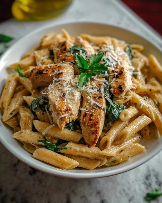 Healthy Garlic Parmesan Chicken Pasta