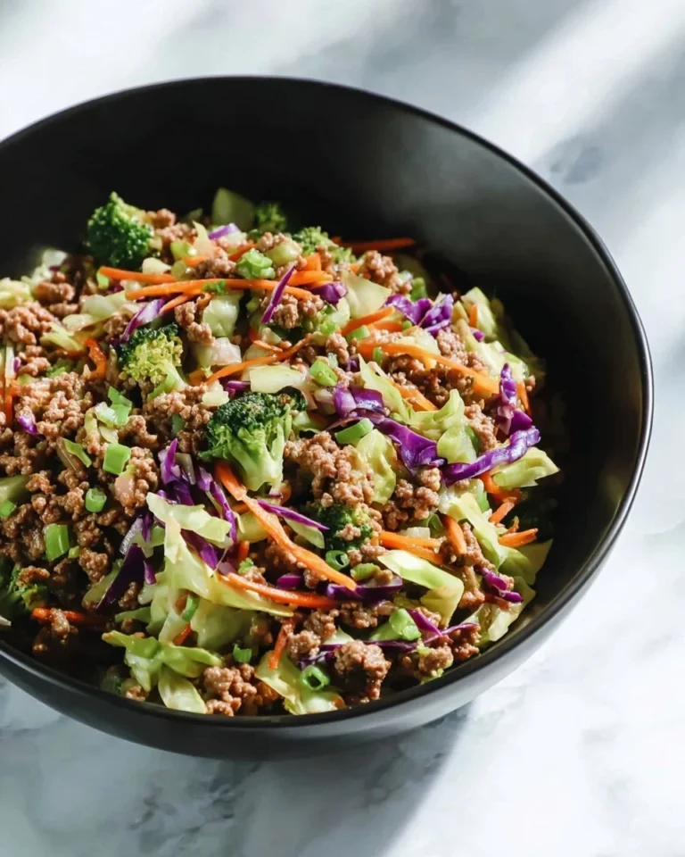 High Protein Egg Roll In A Bowl with veggies and protein-rich ingredients