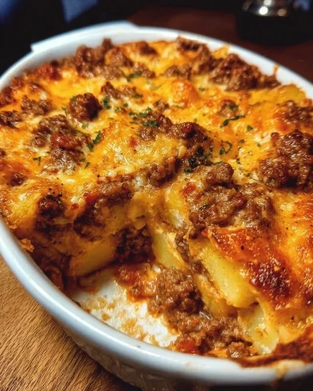 Delicious Hobo Casserole served in a rustic dish