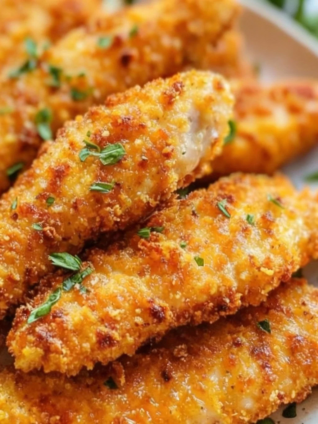 Delicious homemade baked chicken tenders on a serving platter