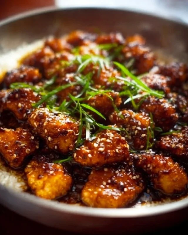 Delicious Honey Garlic Chicken served with vegetables on a plate.