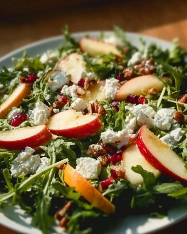 Delicious Honeycrisp Apple Salad with feta cheese and fresh greens
