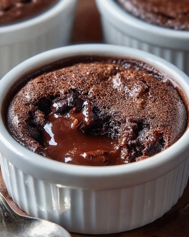 Delicious chocolate brownie pudding by Ina Garten served in a dish