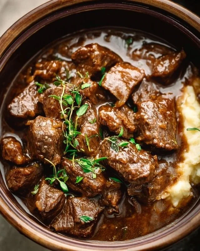 Delicious Instant Pot beef tips served with vegetables on a plate
