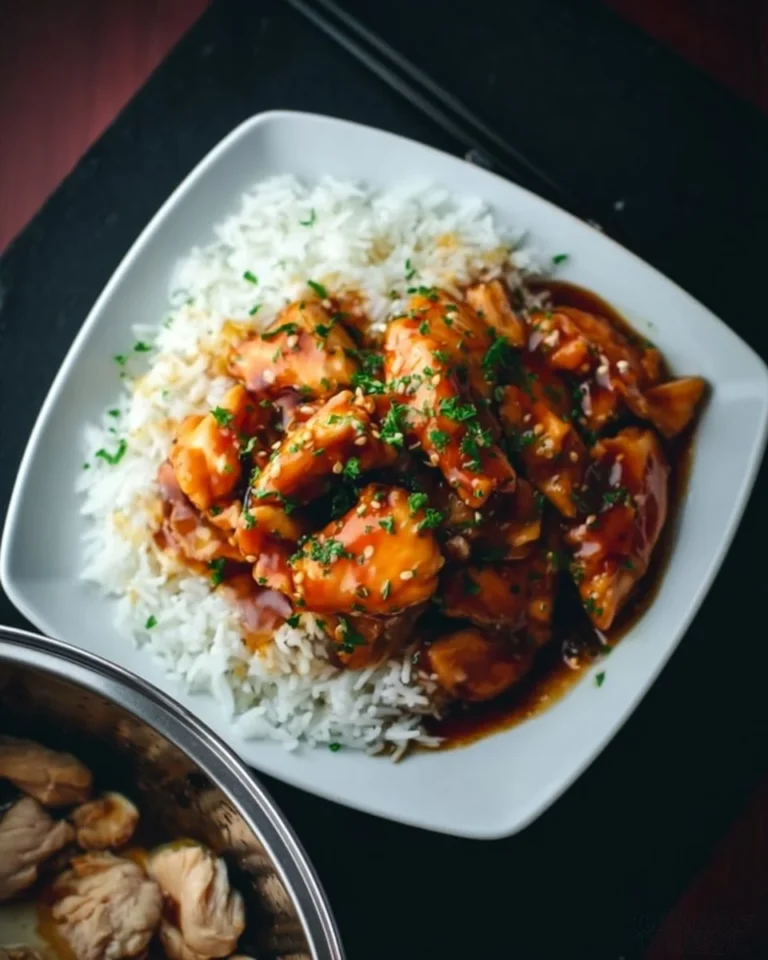 Instant Pot Honey Garlic Chicken dish served on a plate with garnishes