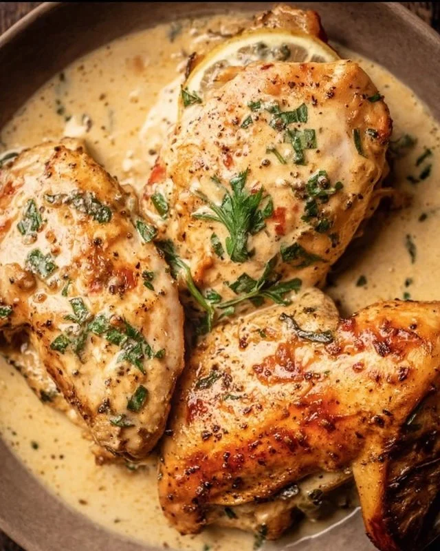 Delicious Marry Me Chicken served with creamy sauce and herbs