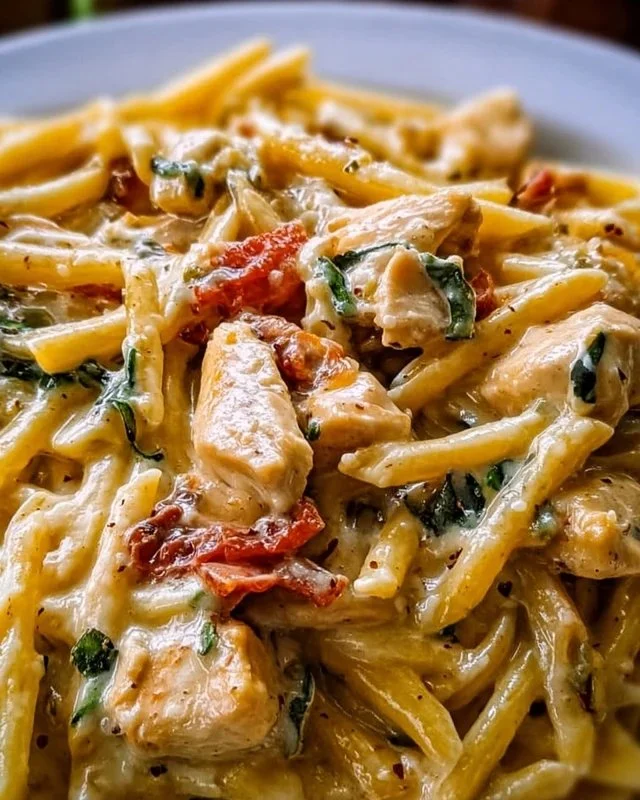Creamy Marry Me Chicken Pasta garnished with herbs on a plate