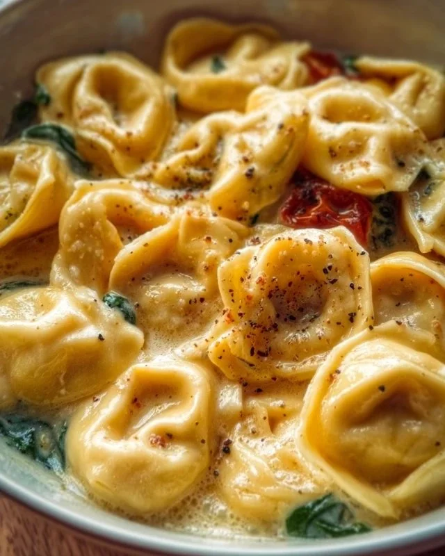 Delicious Marry Me Tortellini served in a bowl with fresh herbs and sauce