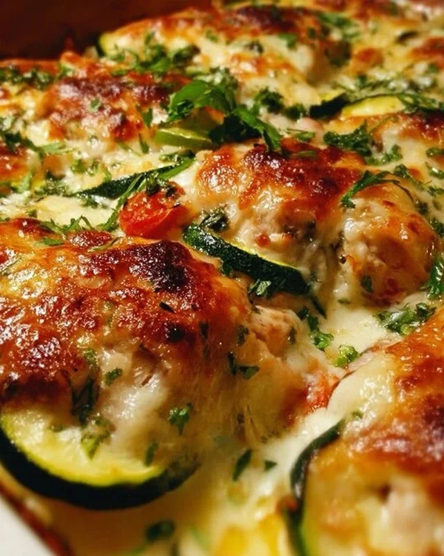 Mediterranean Chicken Zucchini Bake