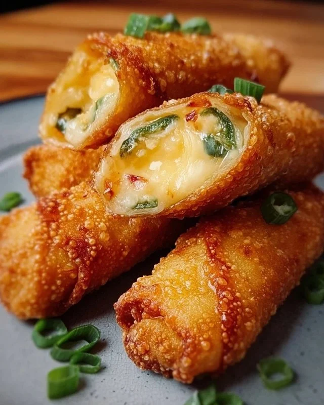 Crispy mini jalapeno popper egg rolls filled with creamy cheese and jalapenos