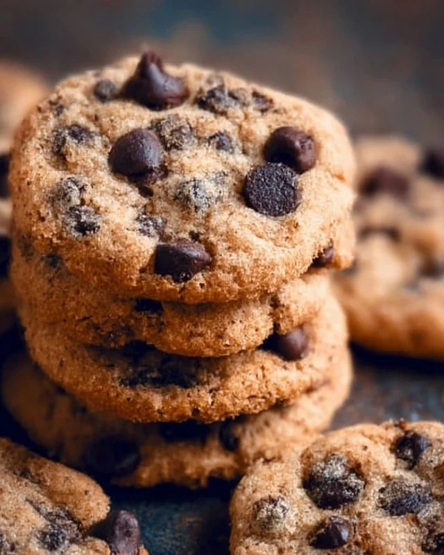 Plate of no sugar added almond flour chocolate chip cookies