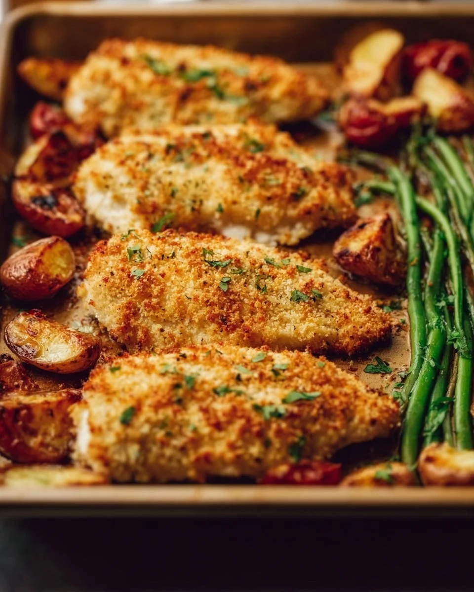 Parmesan Crusted Chicken Sheet Pan Dinner