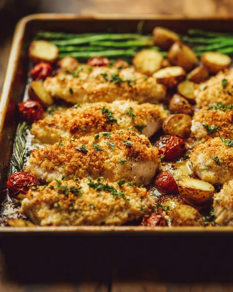 Parmesan Crusted Chicken Sheet Pan Dinner