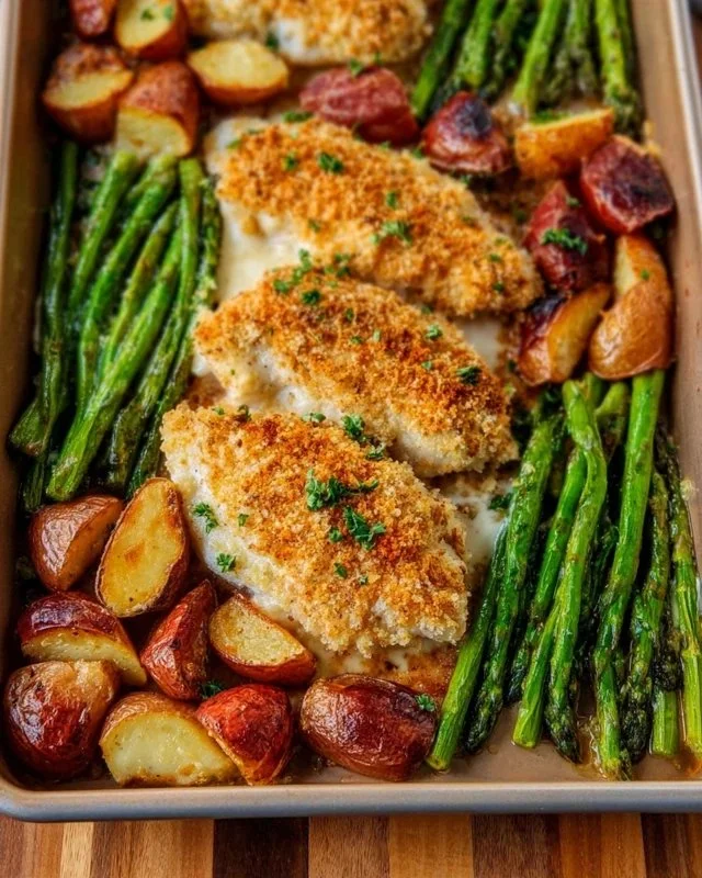 Parmesan Crusted Chicken Sheet Pan Dinner