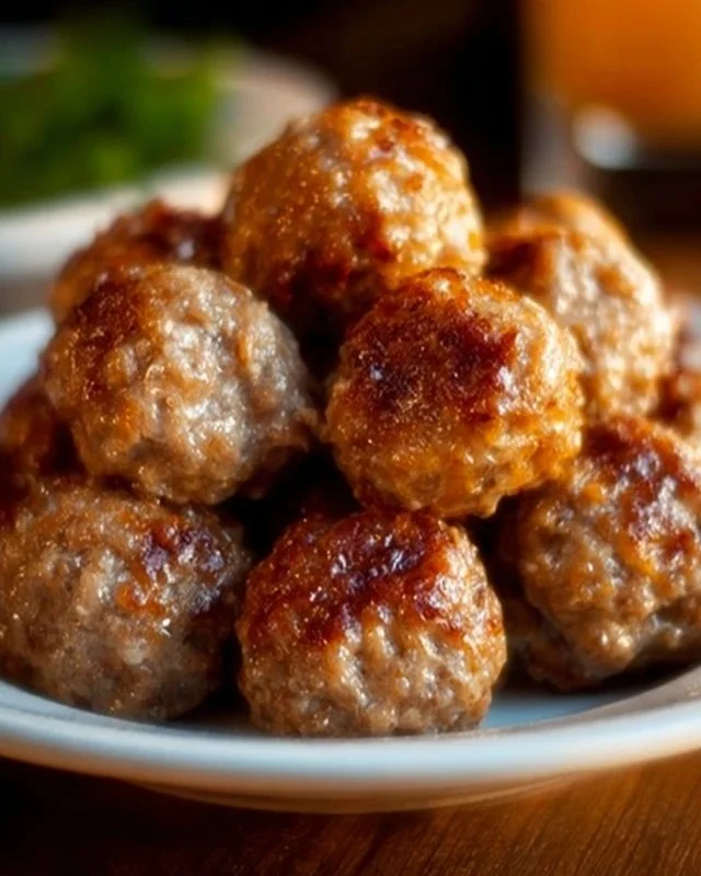 Plate of Paula Deen's delicious sausage balls, a perfect appetizer.