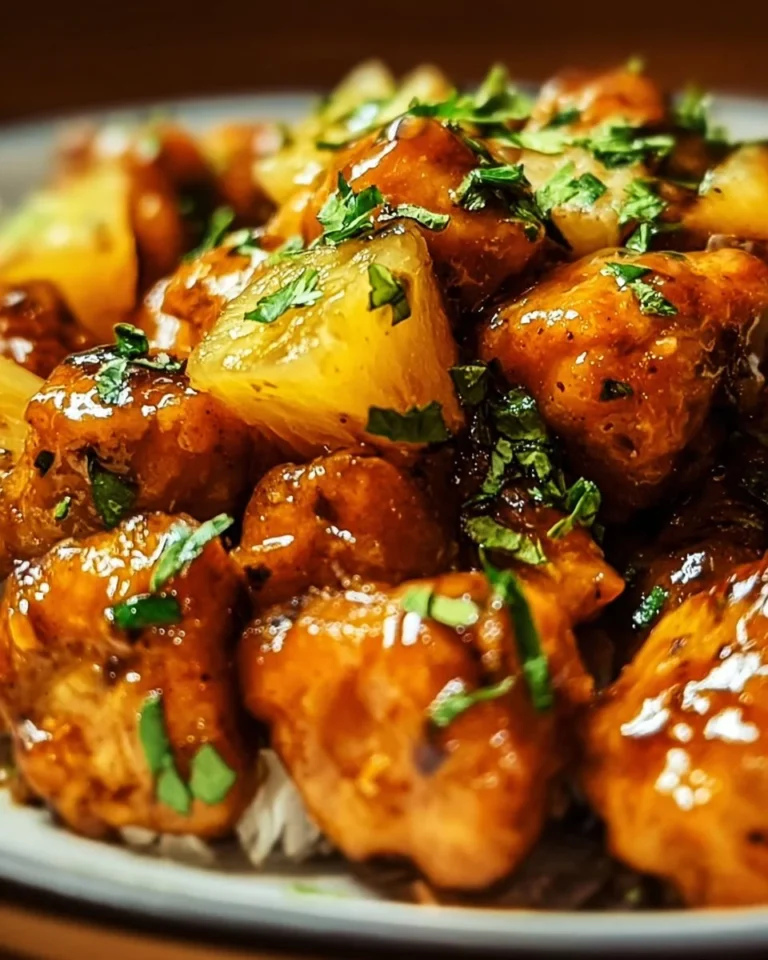 Pineapple Chicken and Rice dish featuring sweet and savory flavors on a plate