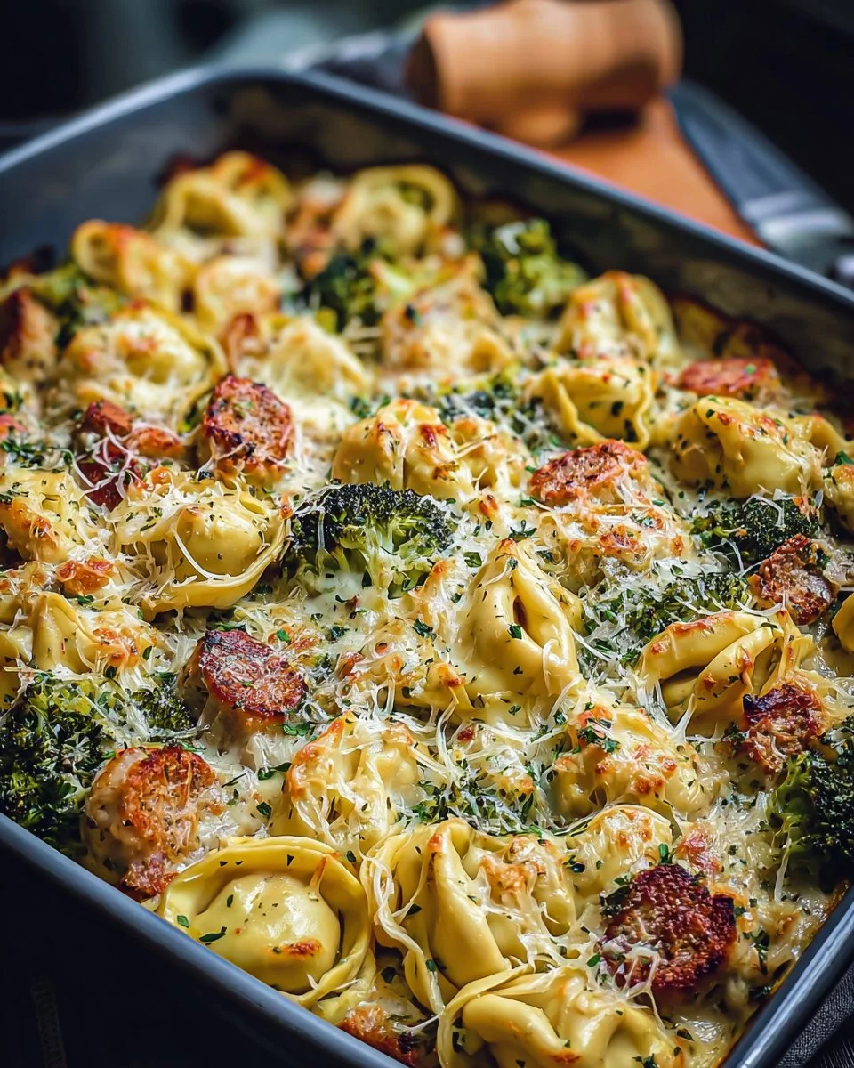 Sheet Pan Broccoli Tortellini Bake