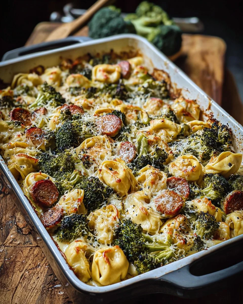 Sheet Pan Broccoli Tortellini Bake