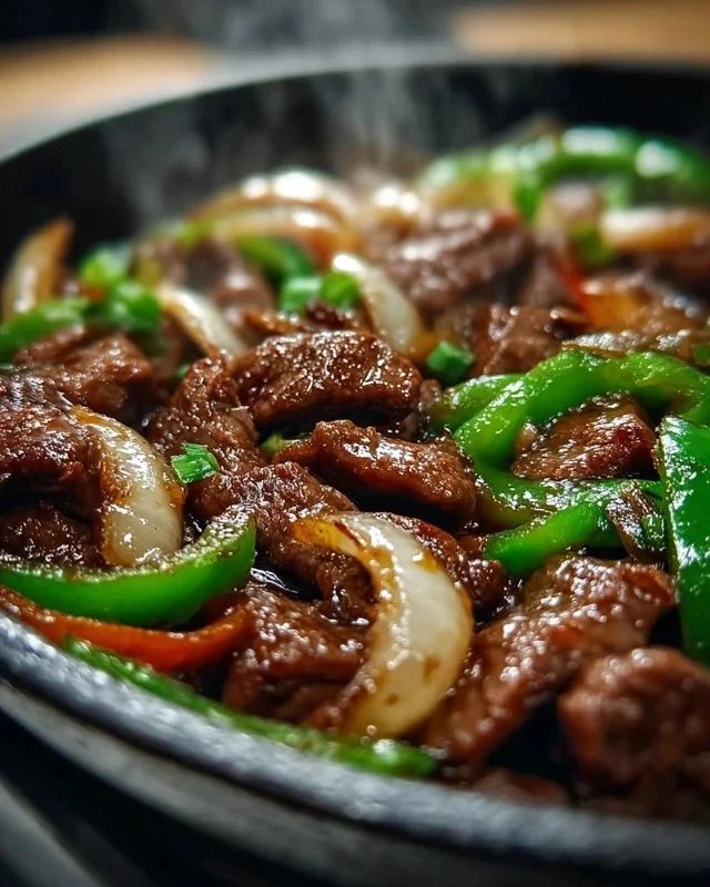Sizzling Chinese Pepper Steak with Onions