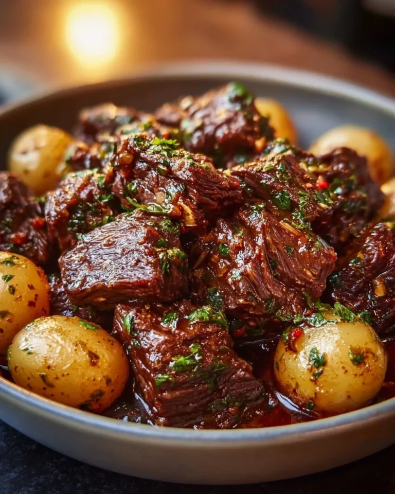 Slow Cooker Garlic Butter Beef with Potatoes dish