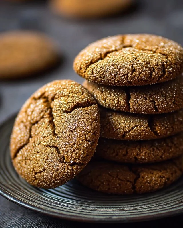 Soft almond flour ginger molasses cookies on a plate, ideal for gluten-free baking.