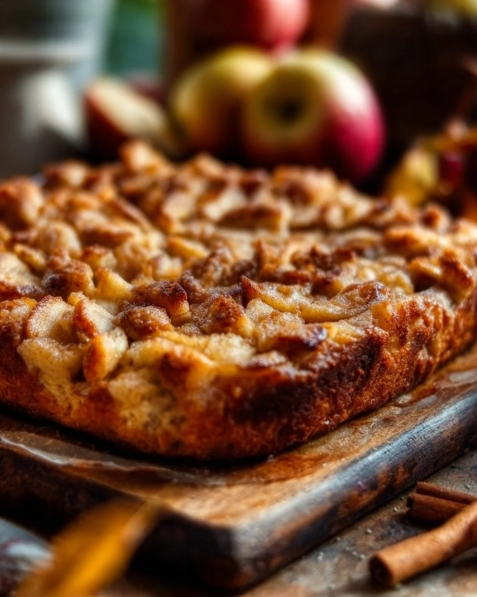 Delicious sourdough apple fritter focaccia topped with apple slices and cinnamon