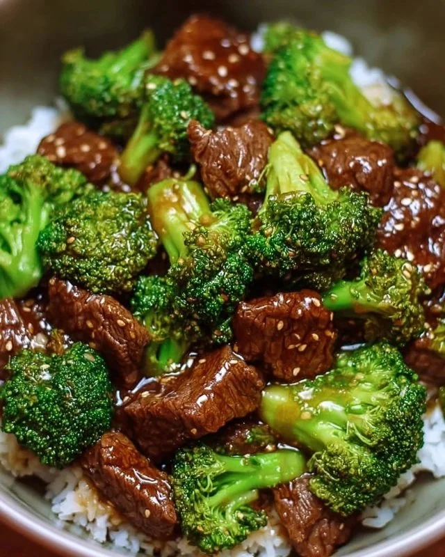 Delicious Instant Pot Beef and Broccoli with sesame sauce served in a bowl