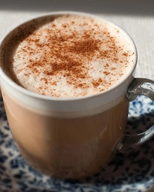 Delicious Vanilla Chai Latte topped with frothy milk and spices