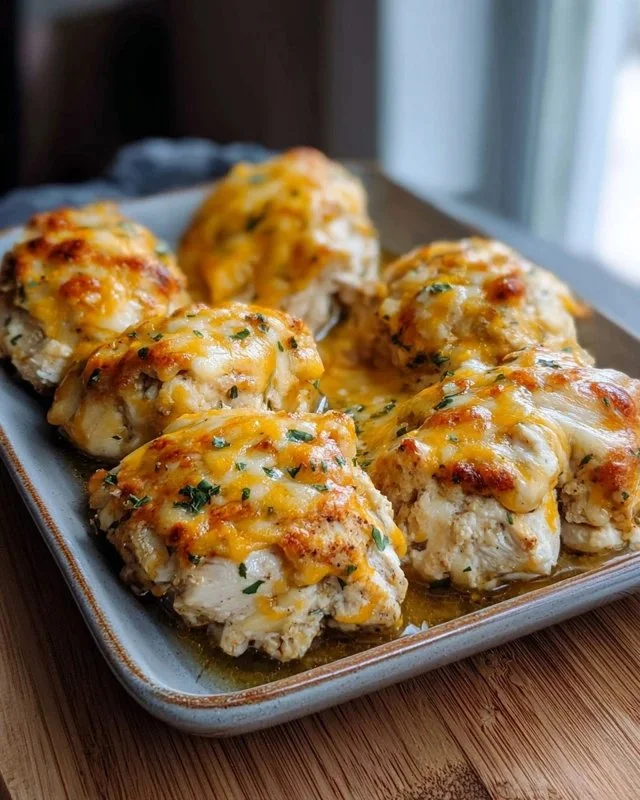 Delicious 4-Ingredient Ranch Chicken Bake served with vegetables