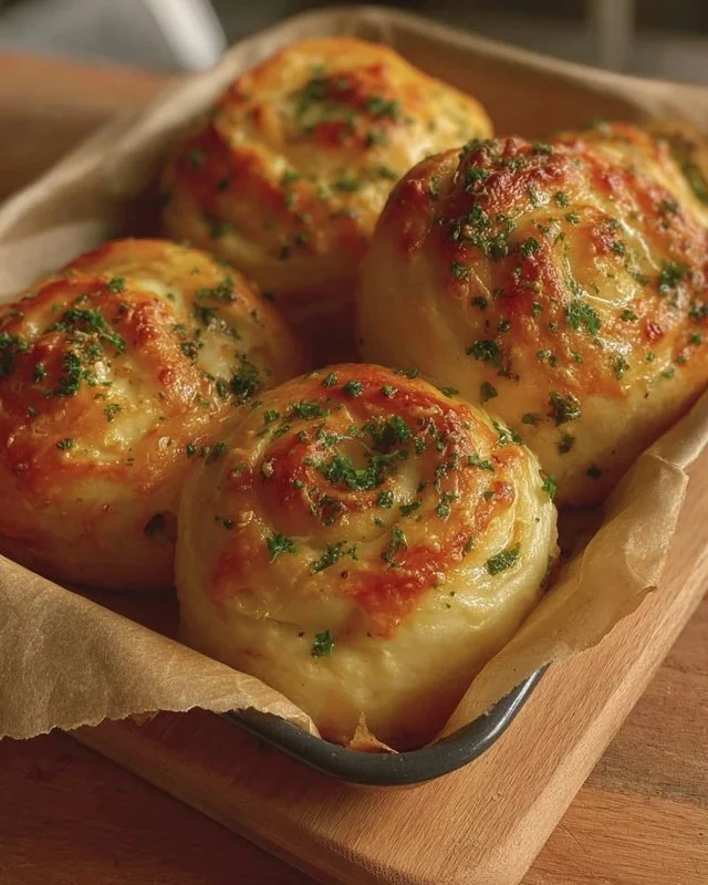 Delicious buttery cheese garlic rolls fresh out of the oven