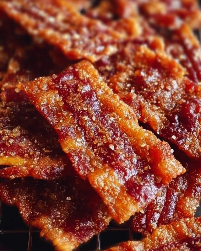 Delicious candied bacon crackers on a serving platter.
