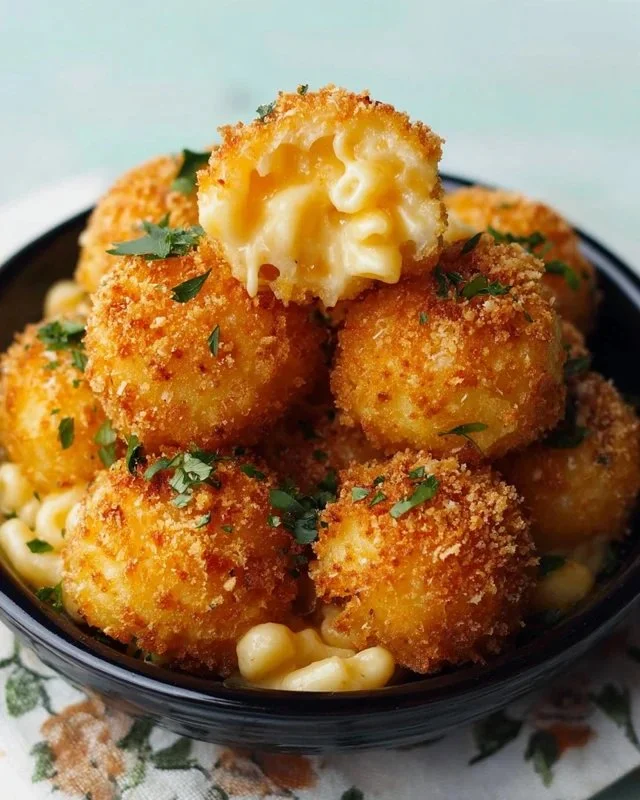 Air fryer fried macaroni and cheese balls from the Cheesecake Factory recipe