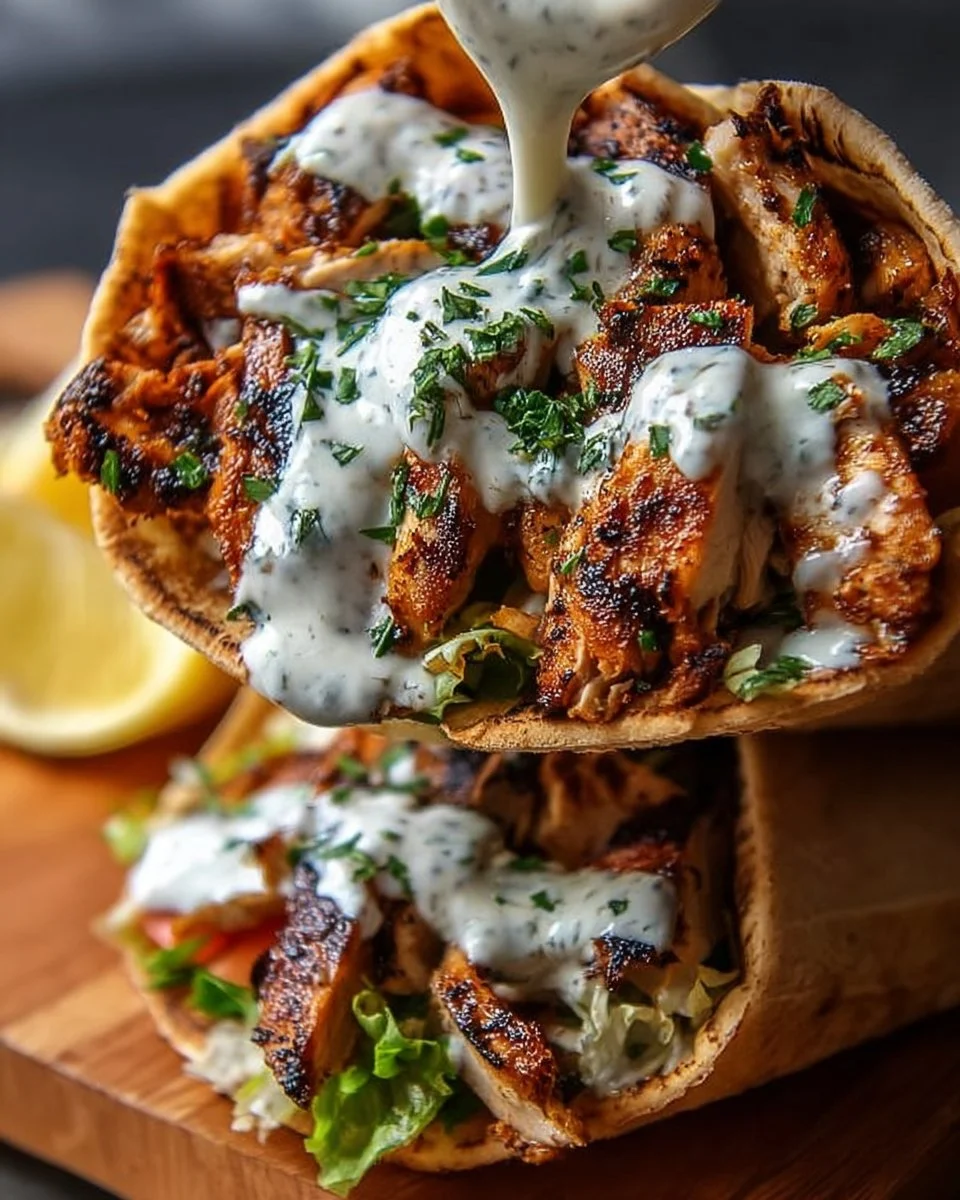 Delicious Chicken Shawarma served with Garlic Sauce on a plate.