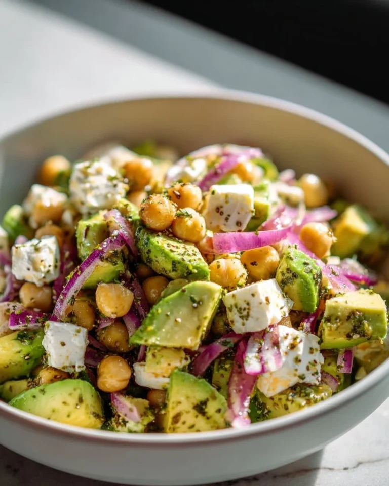 Delicious Chickpea Feta Avocado Salad with fresh ingredients