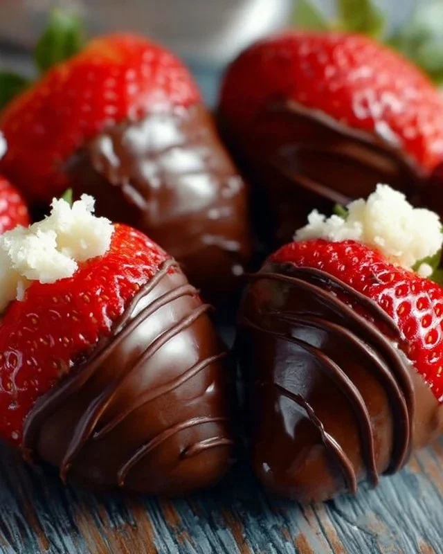 Delicious chocolate covered strawberries arranged on a plate