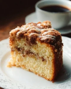 Delicious freshly baked coffee cake slices on a plate