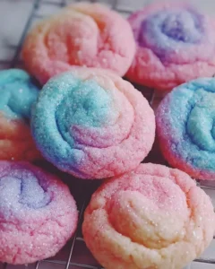 Colorful Cotton Candy Cookies on a plate, a fun and whimsical dessert treat