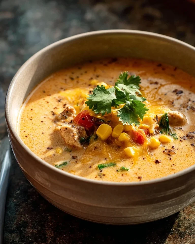 Bowl of creamy cowboy soup topped with fresh herbs and ingredients