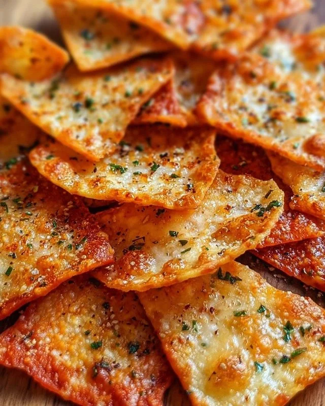 Crispy pizza chips ready to enjoy as a flavorful snack