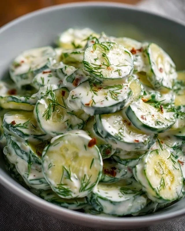 Bowl of Cucumber Ranch Crack Salad with fresh cucumbers and ranch dressing