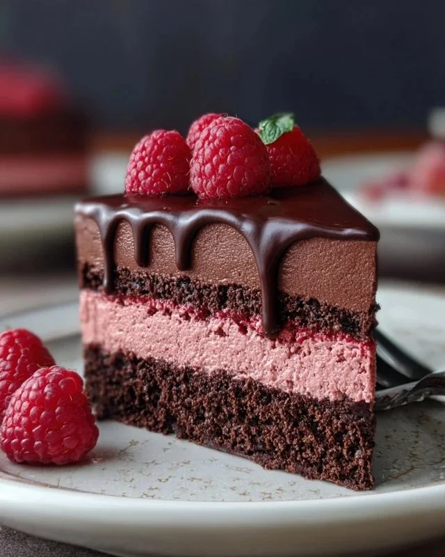 Dark Chocolate Raspberry Mousse Cake