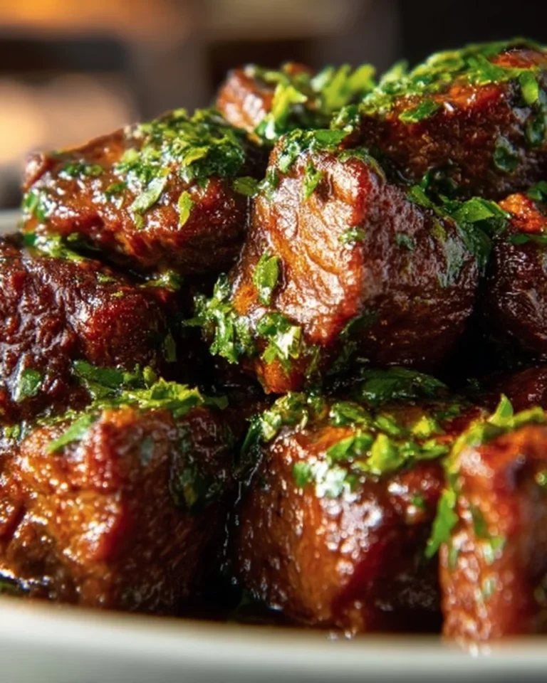 Delicious garlic butter steak bites served in a skillet