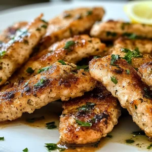 Delicious Greek chicken tenders served with fresh herbs and lemon