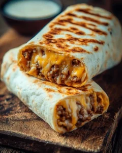 Delicious grilled cheese burrito with melted cheese and warm tortilla