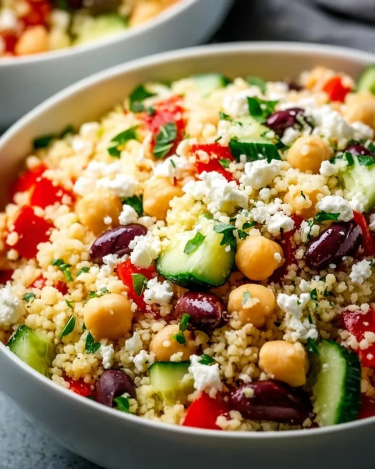 Delicious Mediterranean Couscous Salad with fresh vegetables and herbs